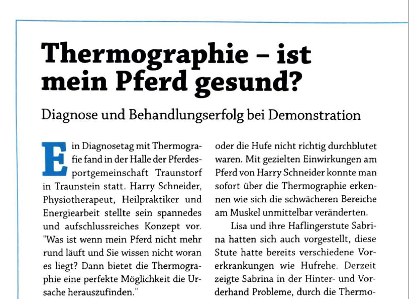 Reiter Kurier: Thermographie – ist mein Pferd gesund?